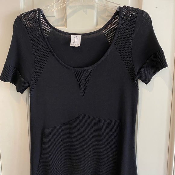 Julia Jordan Black Knit Stretch Fitted Dress Short Sleeve Small Bodycon - Picture 6 of 8